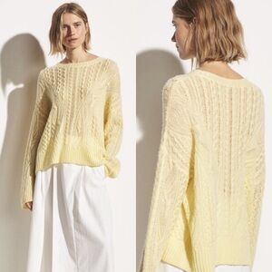 Vince Cable Knit Wool Cashmere Pullover Sweater Butter Yellow Womens Size M